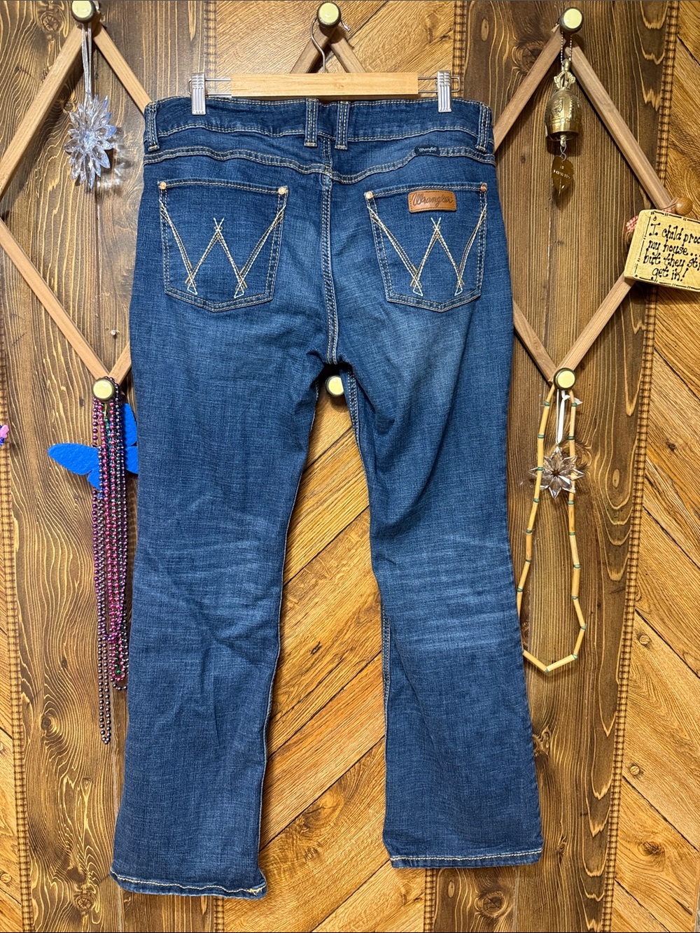 Wrangler Women's Dark Blue Bootcut Jeans with Back Pocket Stitching